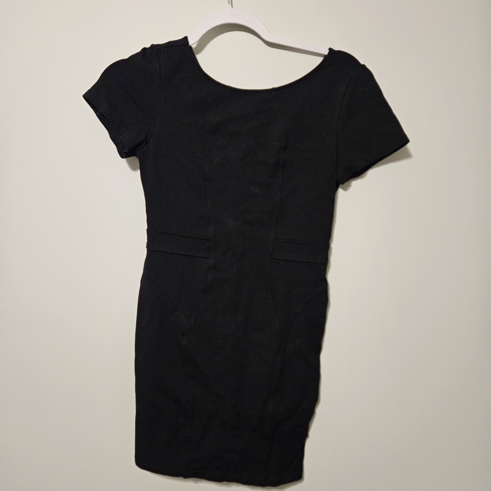 Monteau Classic Black Mini Dress With Flattering Stiching